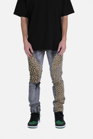 Black/Brown Mnml D422 Leopard Straight Denim Straight Denim | 246-WTGRSH