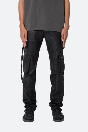 Black Mnml D152 Leather Cargo Pants Straight Denim | QXTIWEP-69