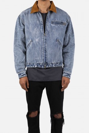 Blue Mnml Collared Work Jacket Jackets | 713-QOMJKR