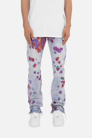 Blue Mnml D281 Floral Straight Denim Straight Denim | 128-XQGHCW