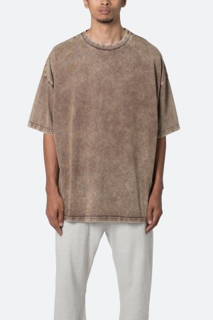 Brown Mnml Oversized Acid Tee Tees | HDVBTJM-28