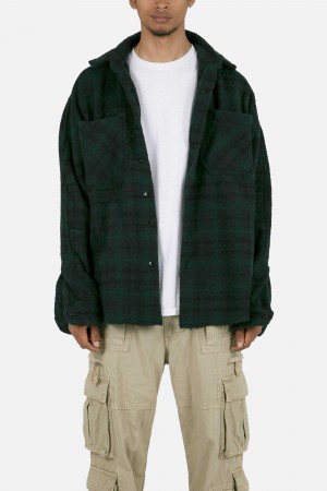 Navy/Green Mnml Heavyweight Woven Flannel Shirts | 246-VZDQYK