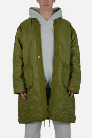 Olive Mnml Zip Up Bomber Trench Jackets | 624-EMIFCP