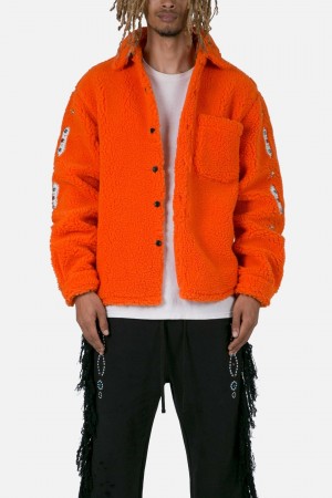 Orange Mnml Jewel Sherpa Jacket Jackets | 693-KNIJRS