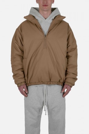 Tan Mnml Half Zip Pullover Puffer Jackets | 074-ISJTMN