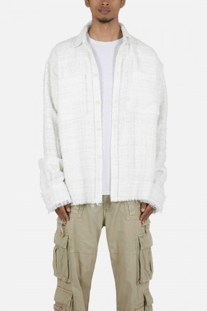 White Mnml Heavyweight Raw Edge Flannel Shirts | 147-CJEMSW