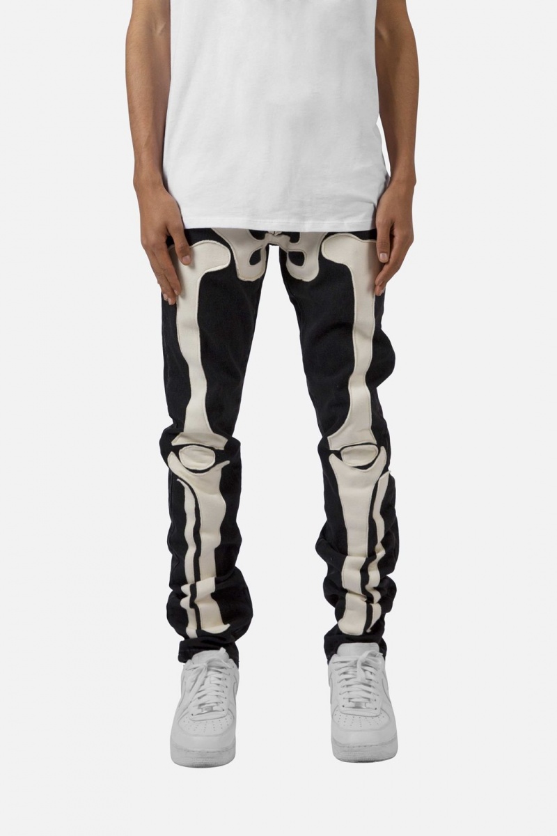 Black/White Mnml D184 Skeleton Straight Denim Straight Denim | 145-UFZYXE