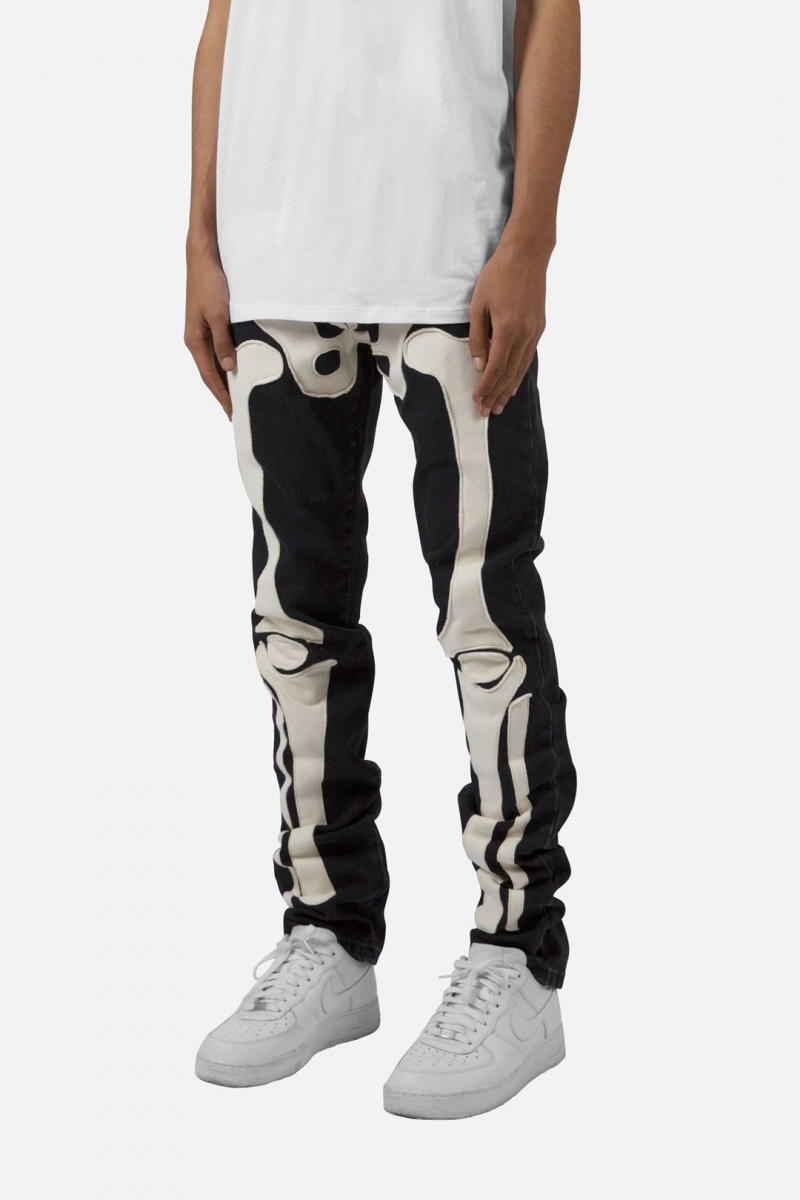 Black/White Mnml D184 Skeleton Straight Denim Straight Denim | 145-UFZYXE