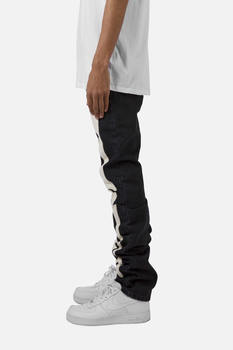 Black/White Mnml D184 Skeleton Straight Denim Straight Denim | 145-UFZYXE