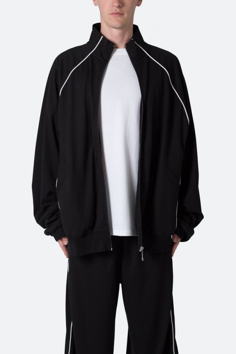 Black/White Mnml Oversized Jersey Track Jacket Jackets | GCIKQXE-39