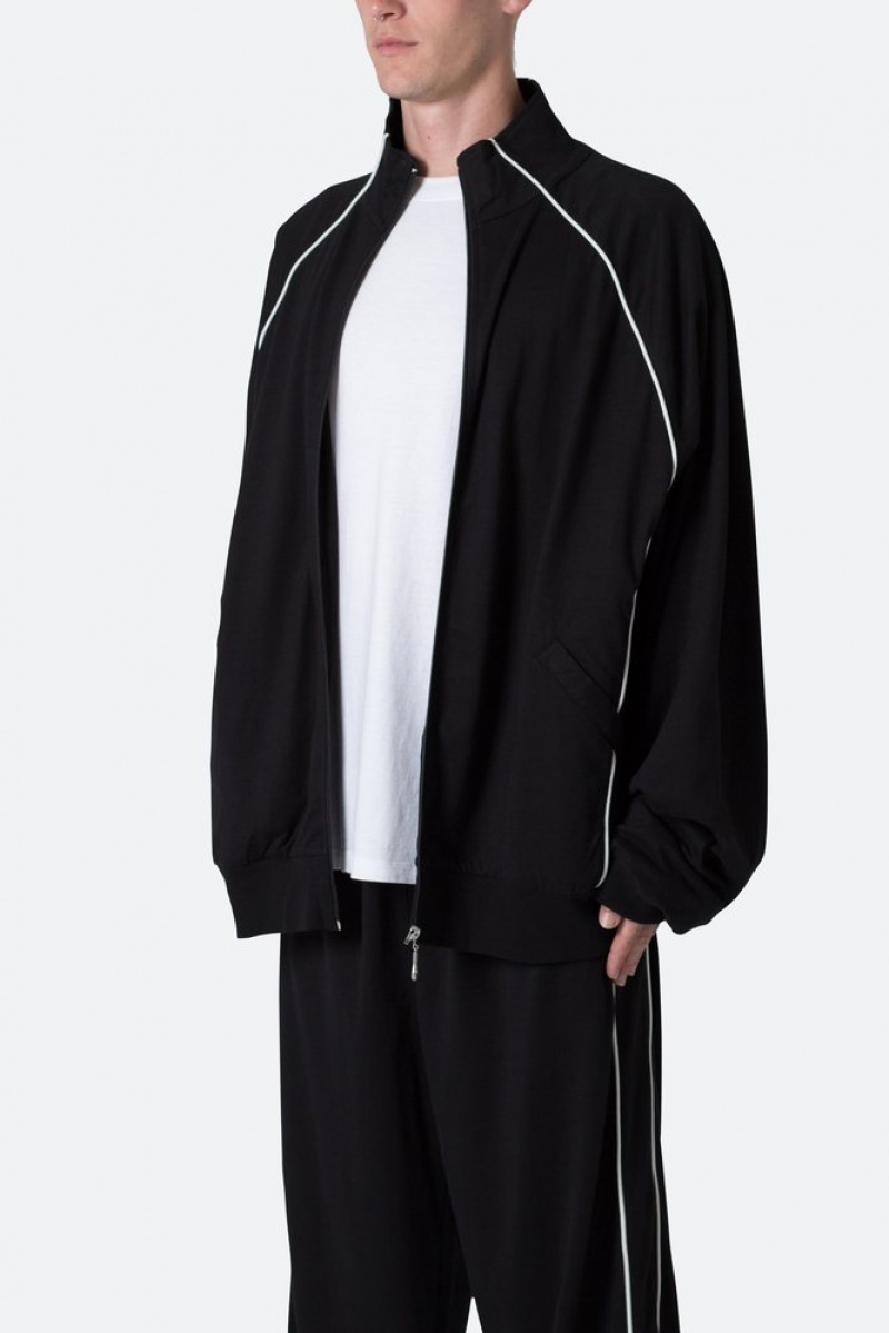 Black/White Mnml Oversized Jersey Track Jacket Jackets | GCIKQXE-39