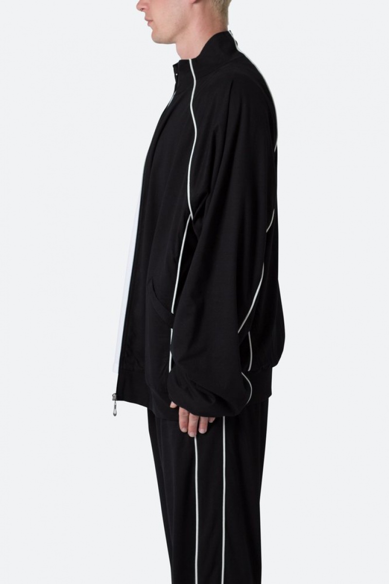 Black/White Mnml Oversized Jersey Track Jacket Jackets | GCIKQXE-39