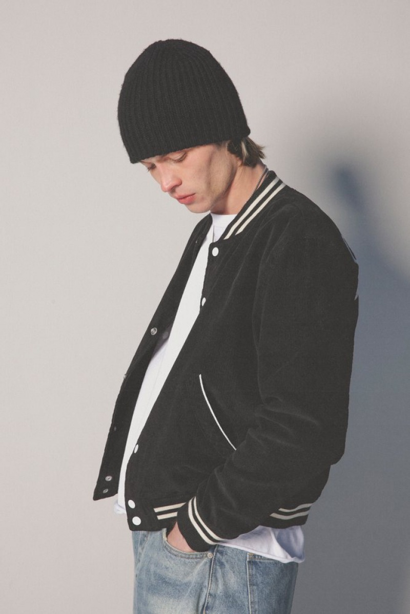 Black Mnml Love Thy Neighbour Varsity Jacket Jackets | VEPHFBM-32