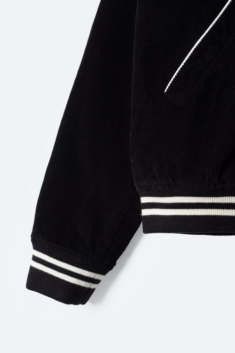 Black Mnml Love Thy Neighbour Varsity Jacket Jackets | VEPHFBM-32