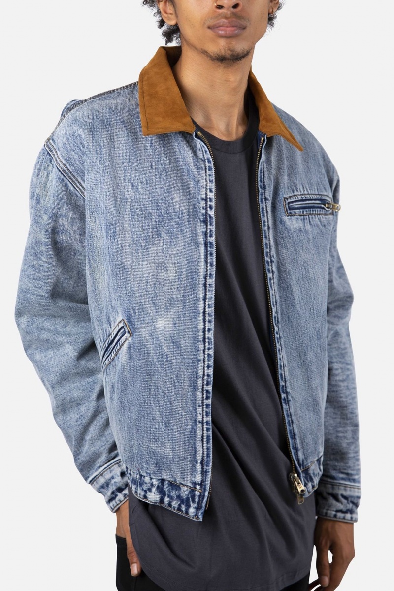 Blue Mnml Collared Work Jacket Jackets | 713-QOMJKR