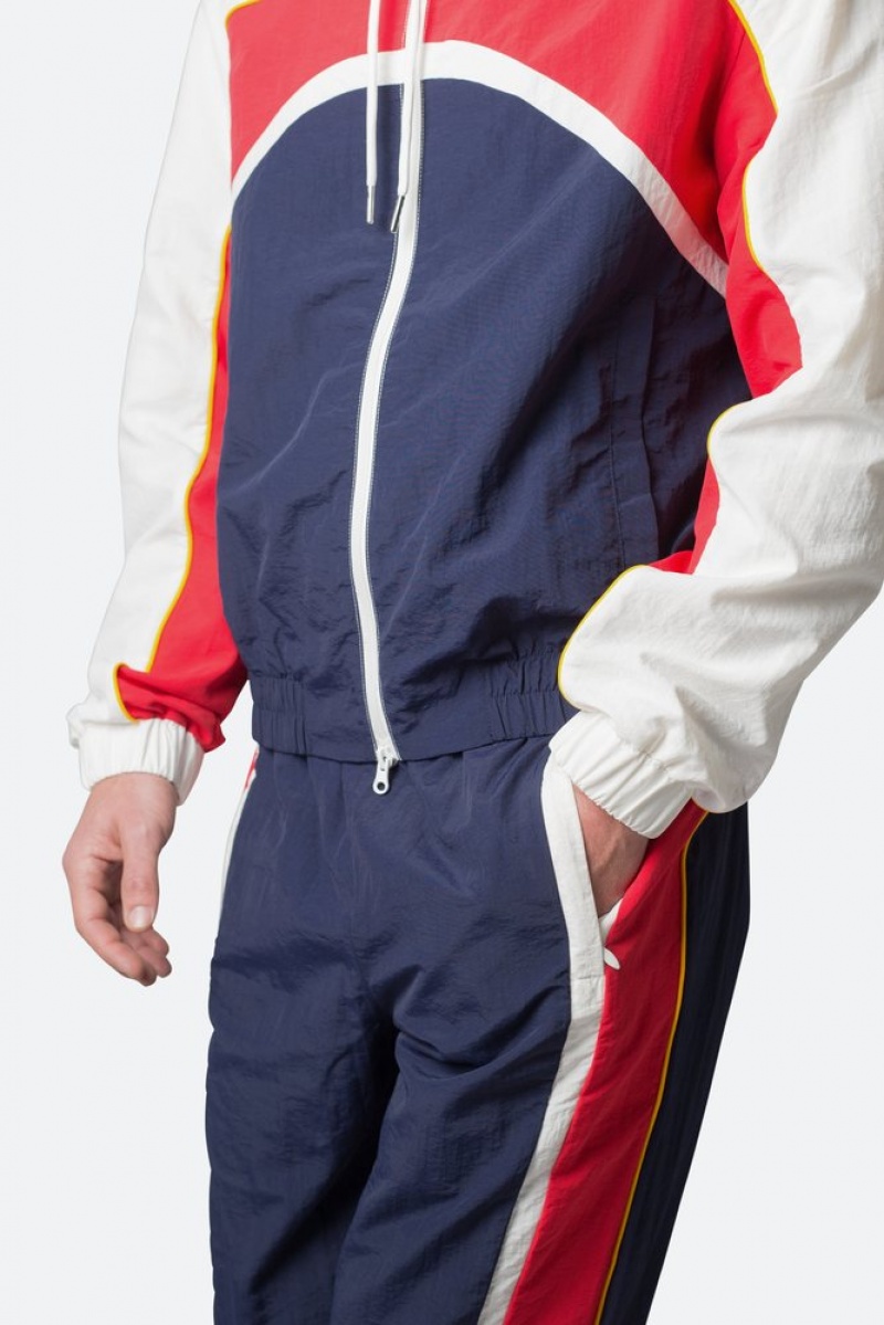 Red/White/Blue Mnml Nylon Collared Track Jacket Jackets | AGVCPSJ-95